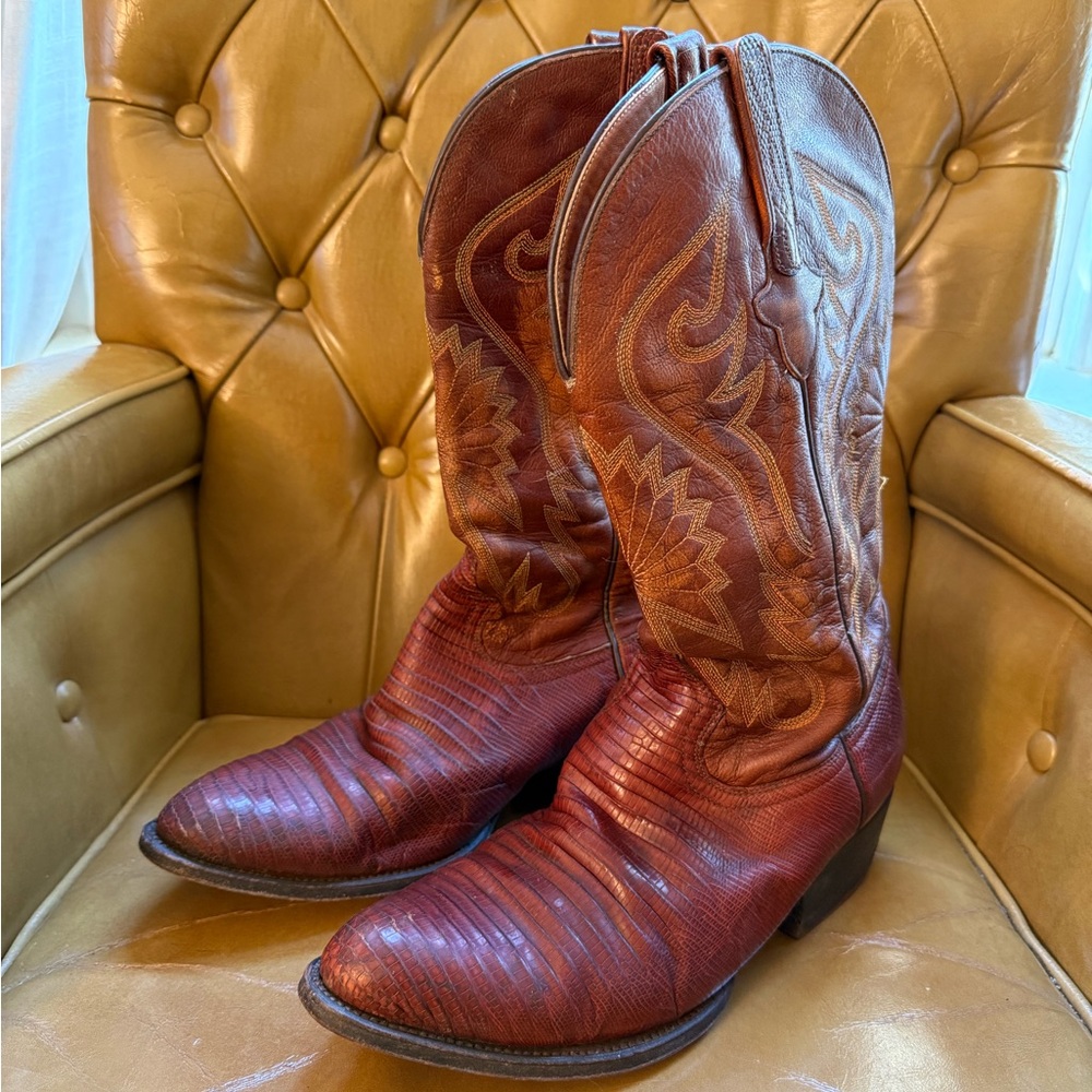 Vintage Guadra Lizard Skin Cowboy Boots Men’s Size 10 Brown Western Boots